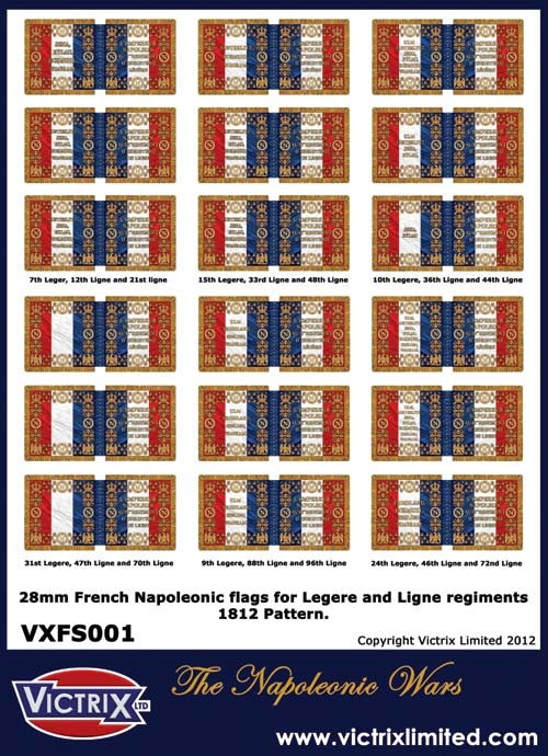 French 1812 issue A4 flag sheet for Line and Legere Victrix Limited